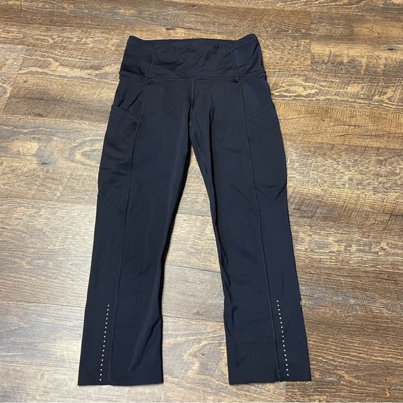 Lululemon Fast & Free Crop II *Nulux 19" Black Womens Size 4 Leggings Tights Gym - Picture 2 of 14